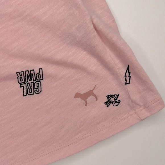 PINK Victoria’s Secret Girl Power Oversized V-Neck Soft Boyfriend Tee T-Shirt S - Picture 11 of 13